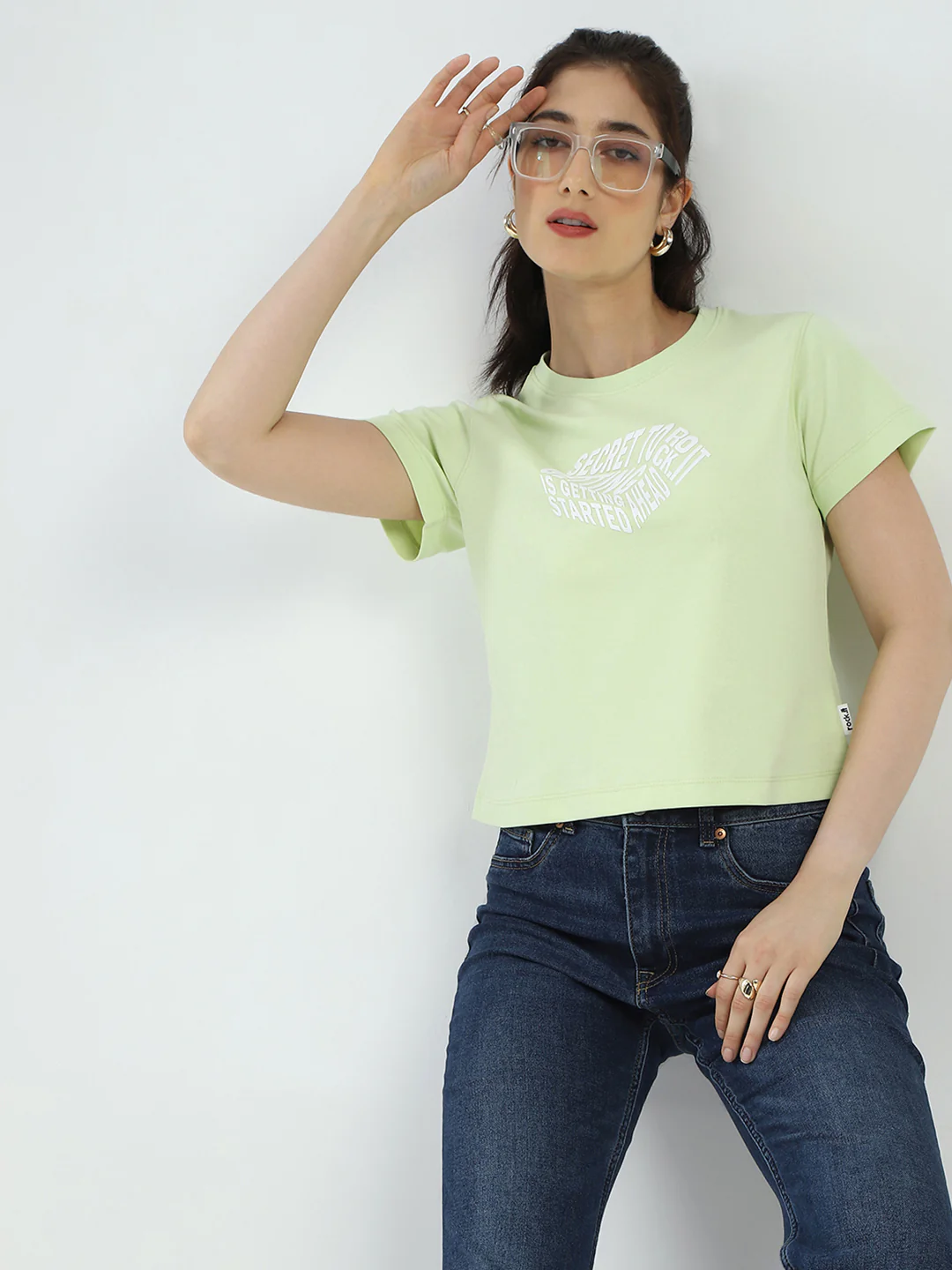 Rock.it Women Green Printed Round Neck Half Sleeve Top - Image 6