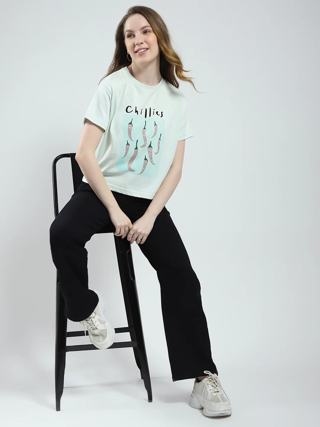 Women Green Printed Round Neck Half Sleeve Top - Image 2
