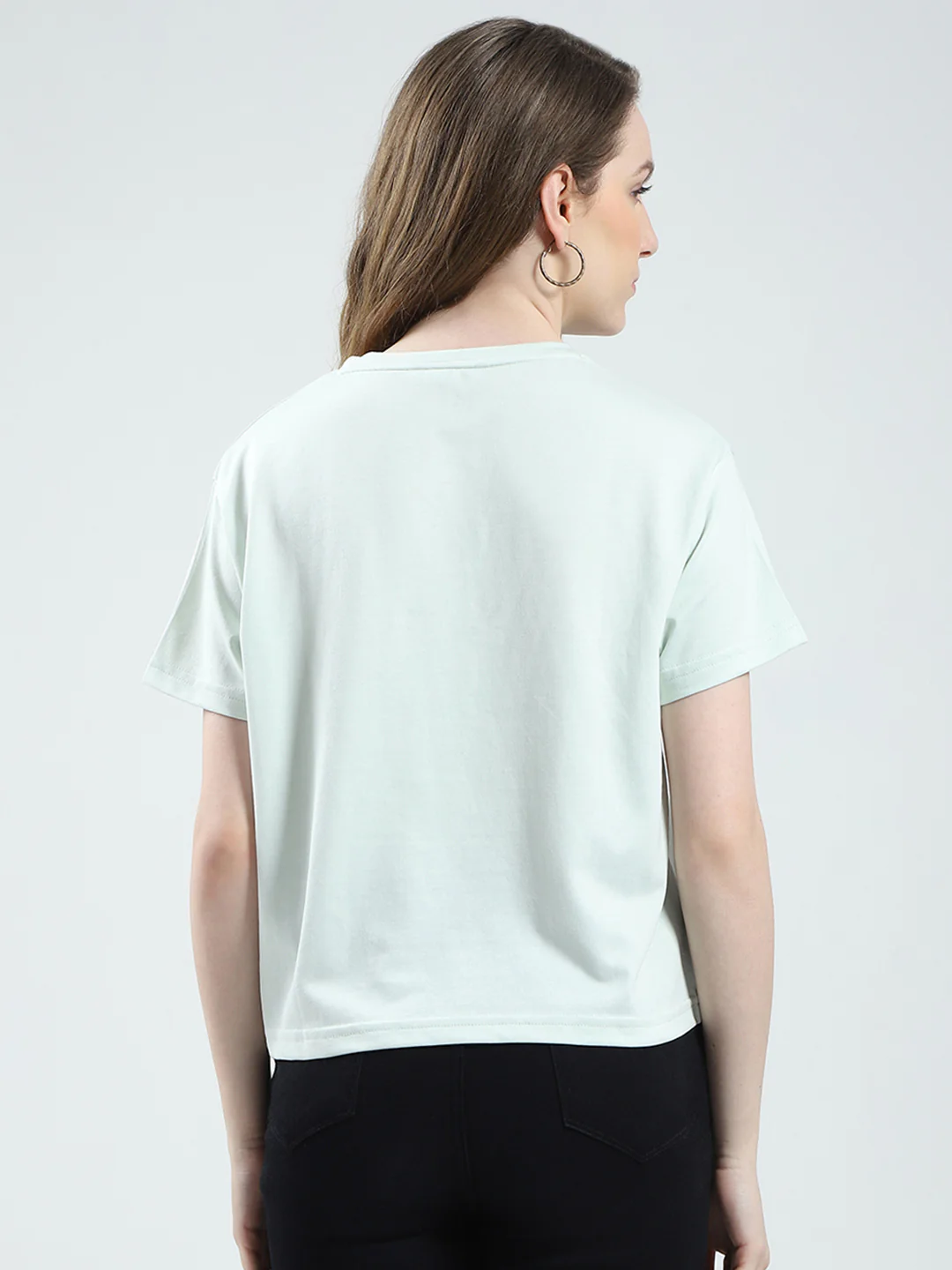 Women Green Printed Round Neck Half Sleeve Top - Image 5