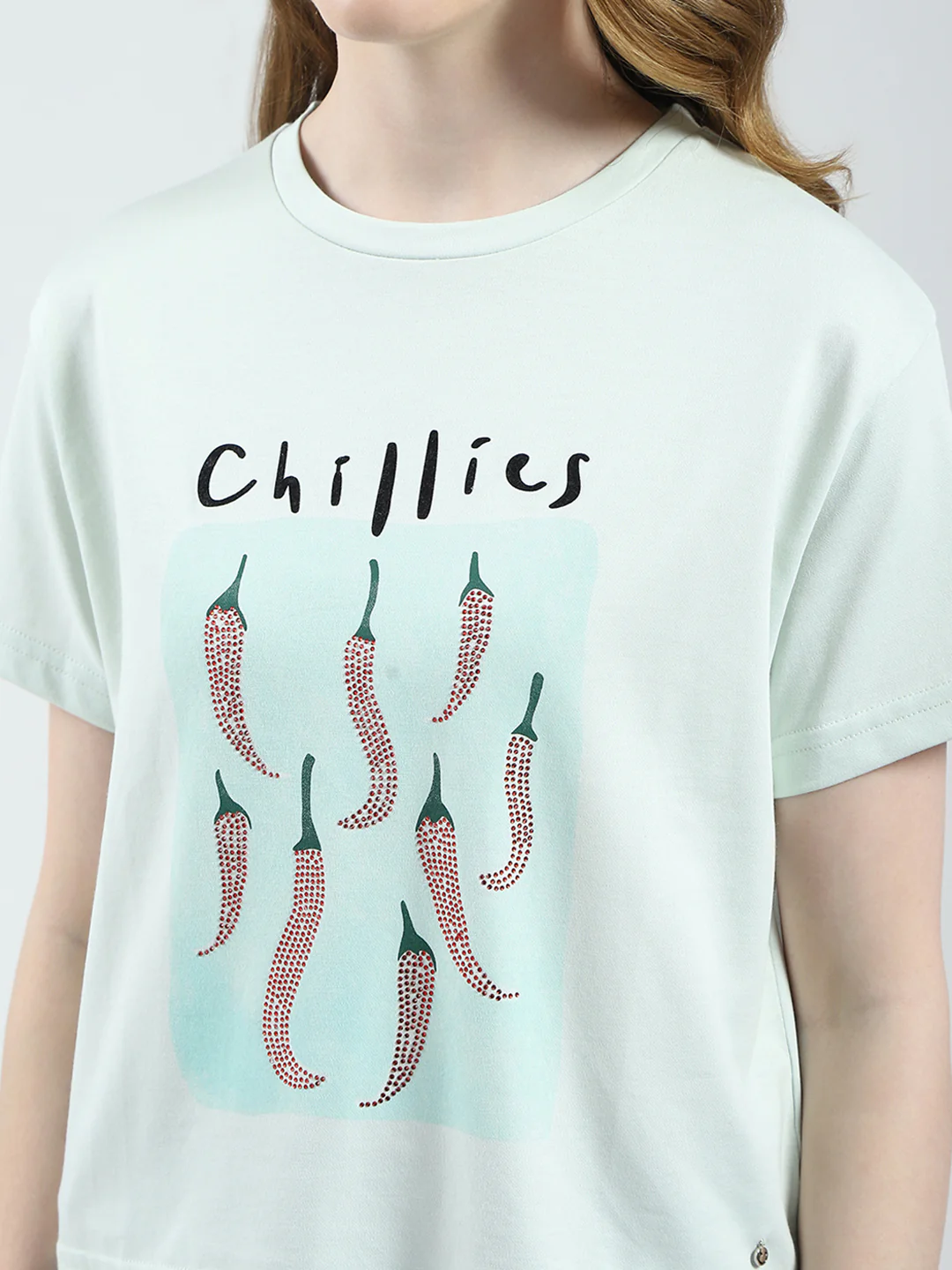 Women Green Printed Round Neck Half Sleeve Top - Image 7