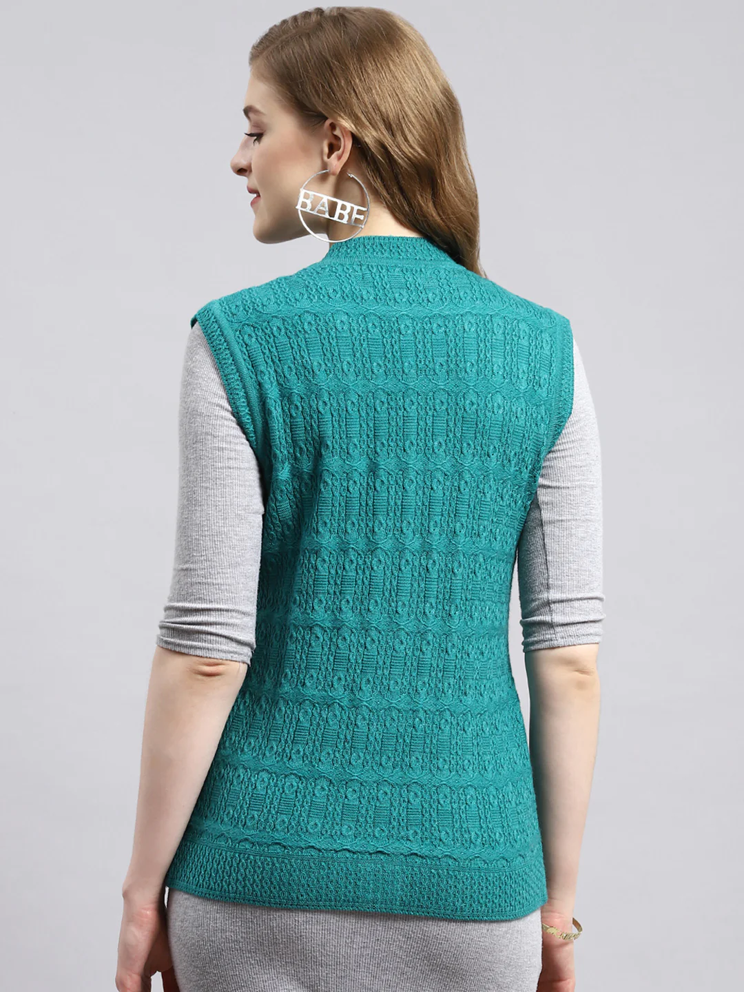 Women Green Self Cardigan - Image 4