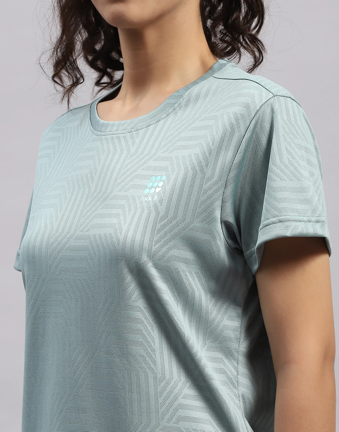 Rock.it Women Green Self Design Round Neck Half Sleeve Top - Image 6