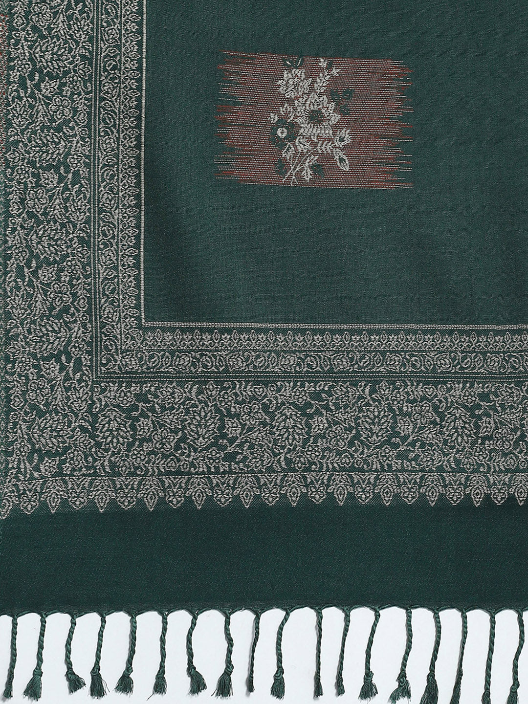 Women Green Self Design Stole - Image 7