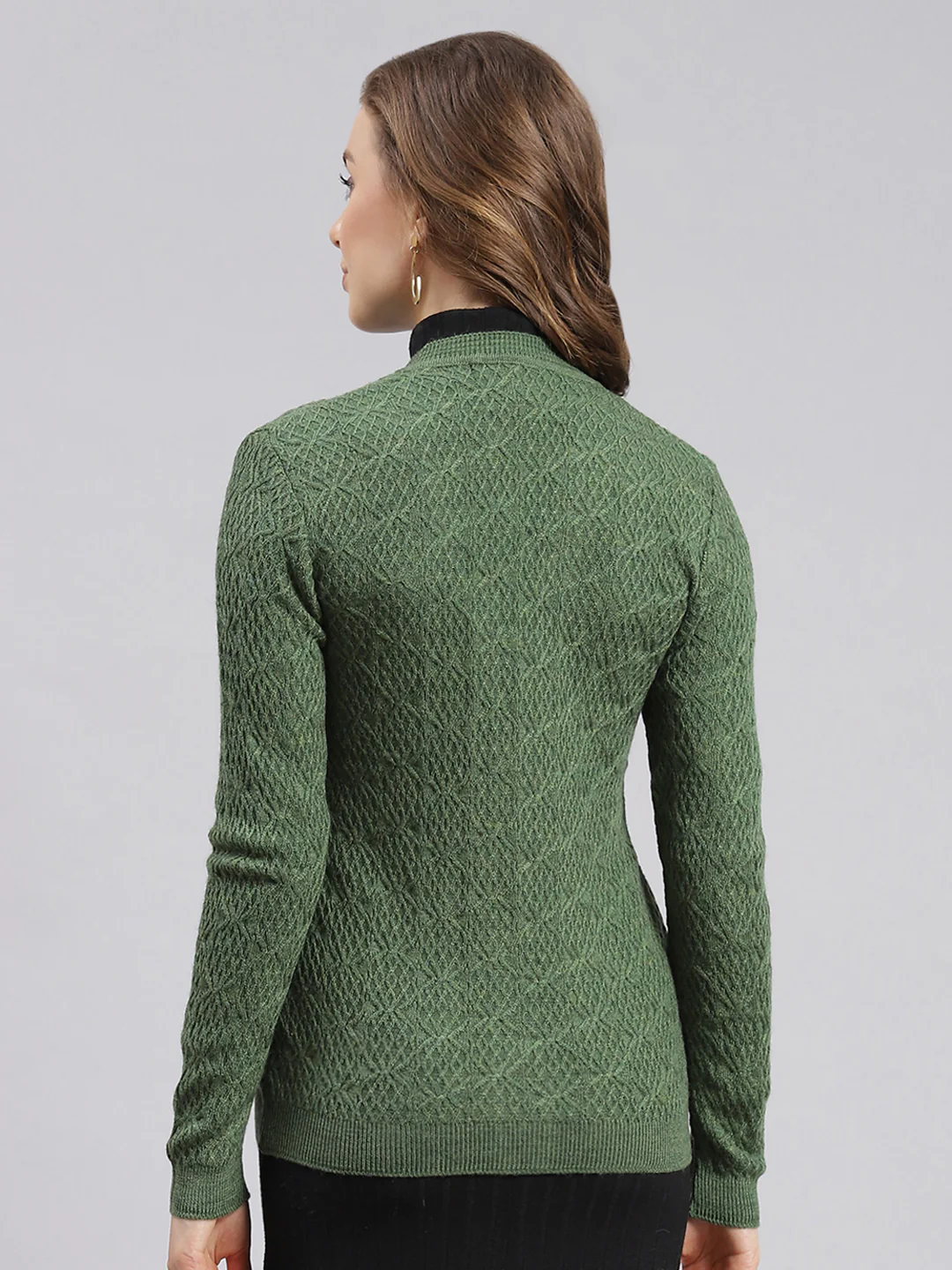 Women Green Self Design Wool blend Cardigan - Image 4