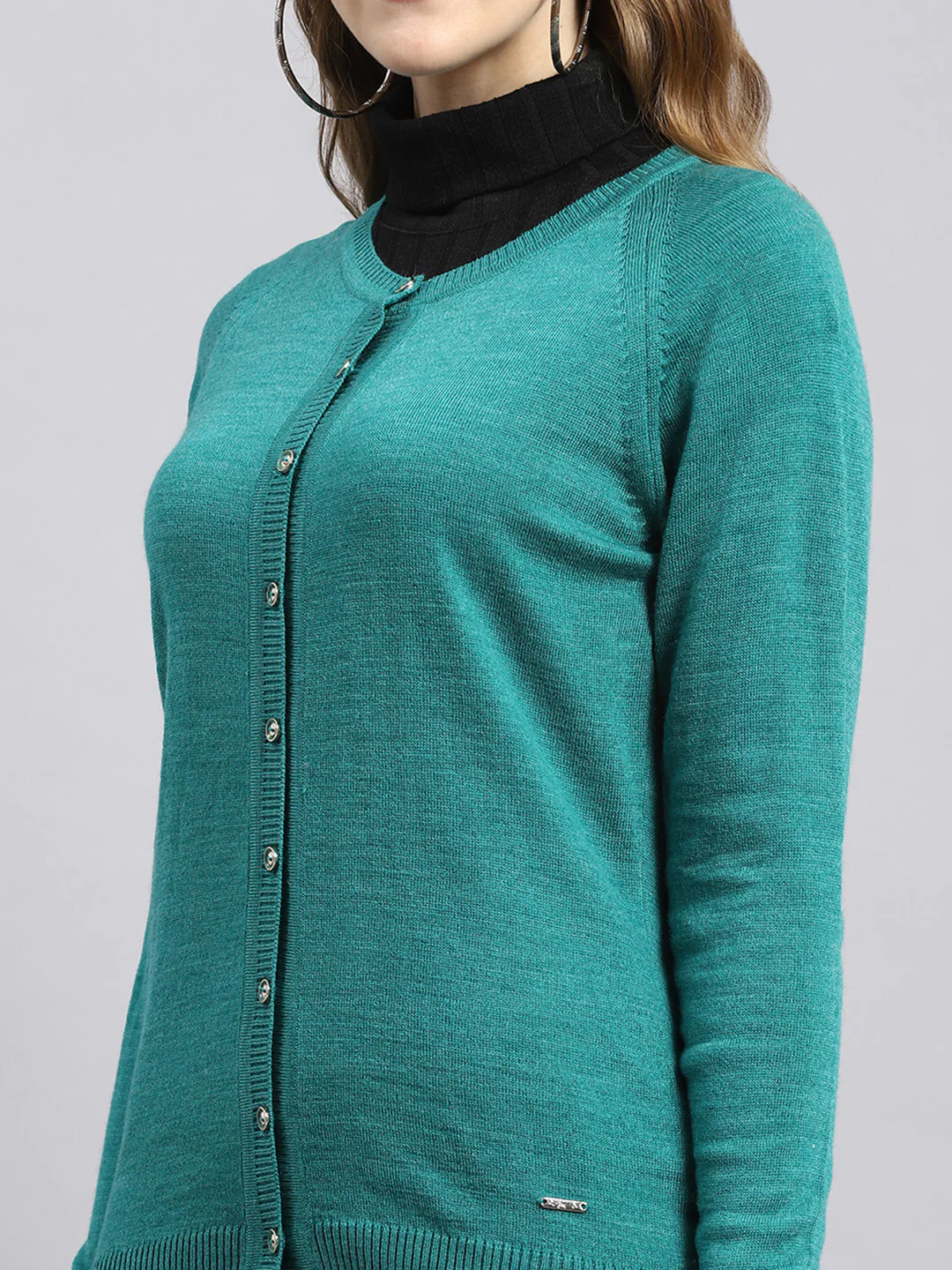 Women Green Solid Cardigan - Image 6