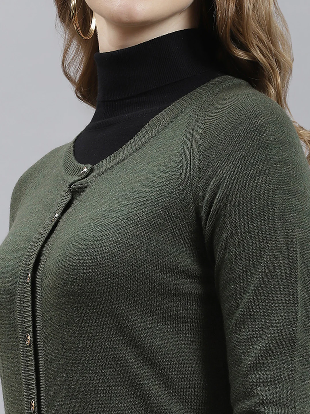 Women Green Solid Cardigan - Image 6