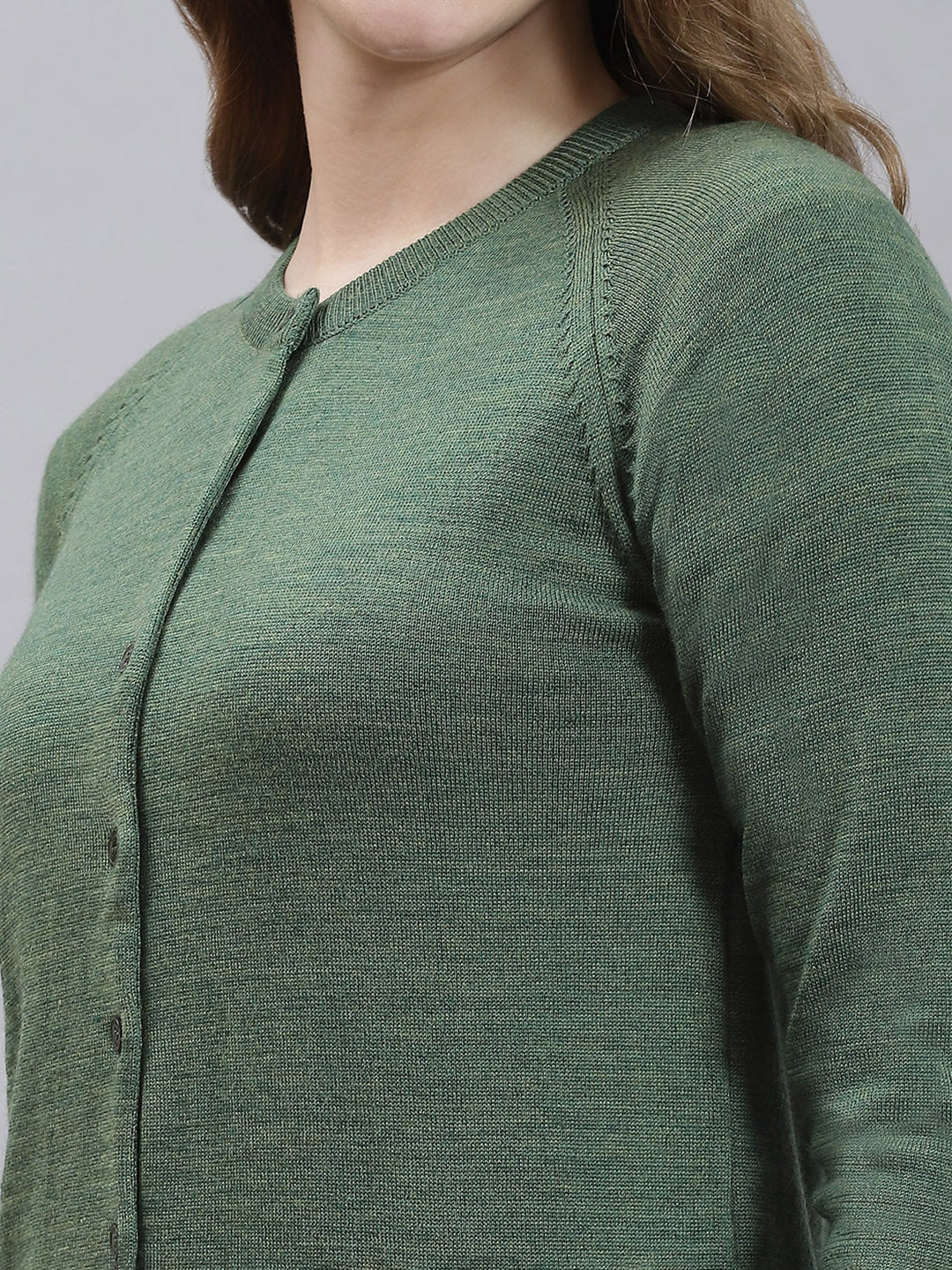 Women Green Solid Cardigan - Image 6