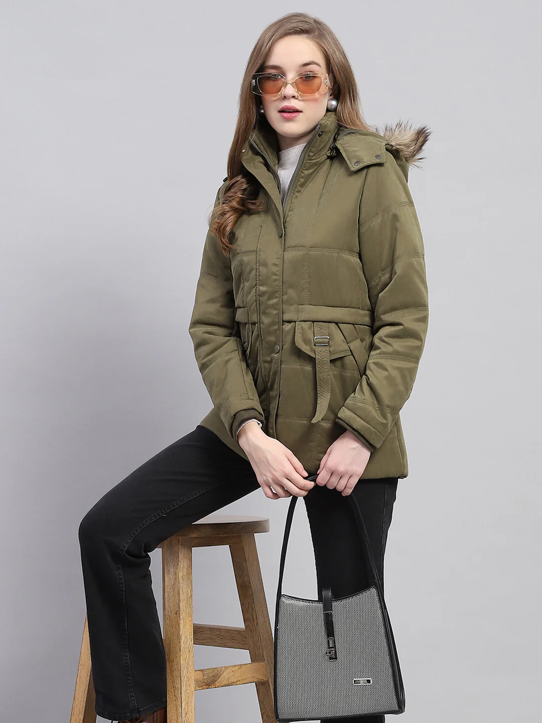 Women Green Solid Detachable Hood Full Sleeve Jacket - Image 6