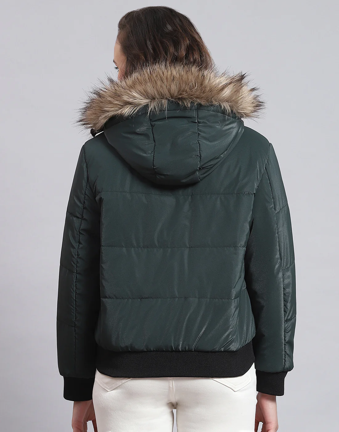 Women Green Solid Hooded Full Sleeve Jacket - Image 5