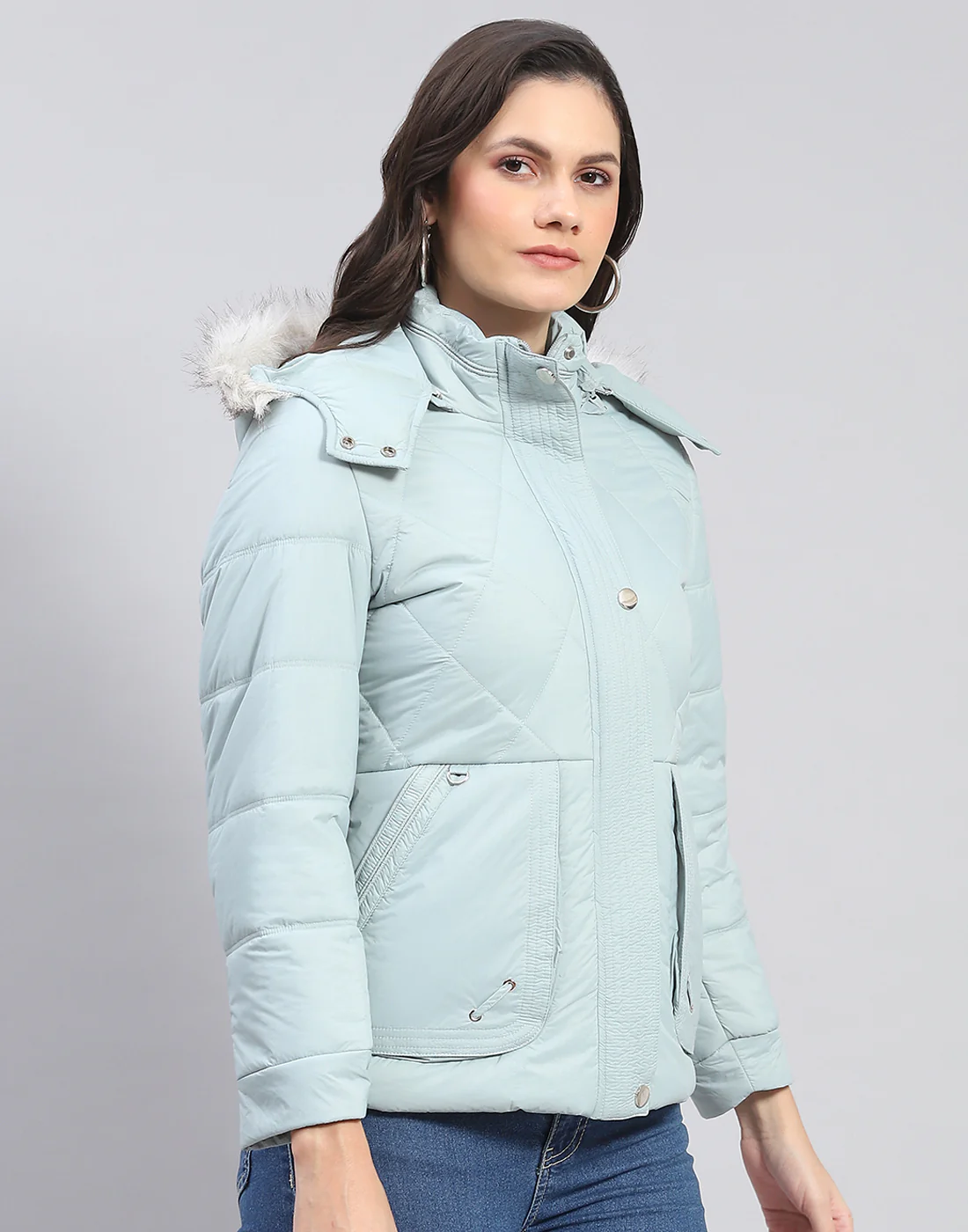 Women Green Solid Hooded Full Sleeve Jacket - Image 4