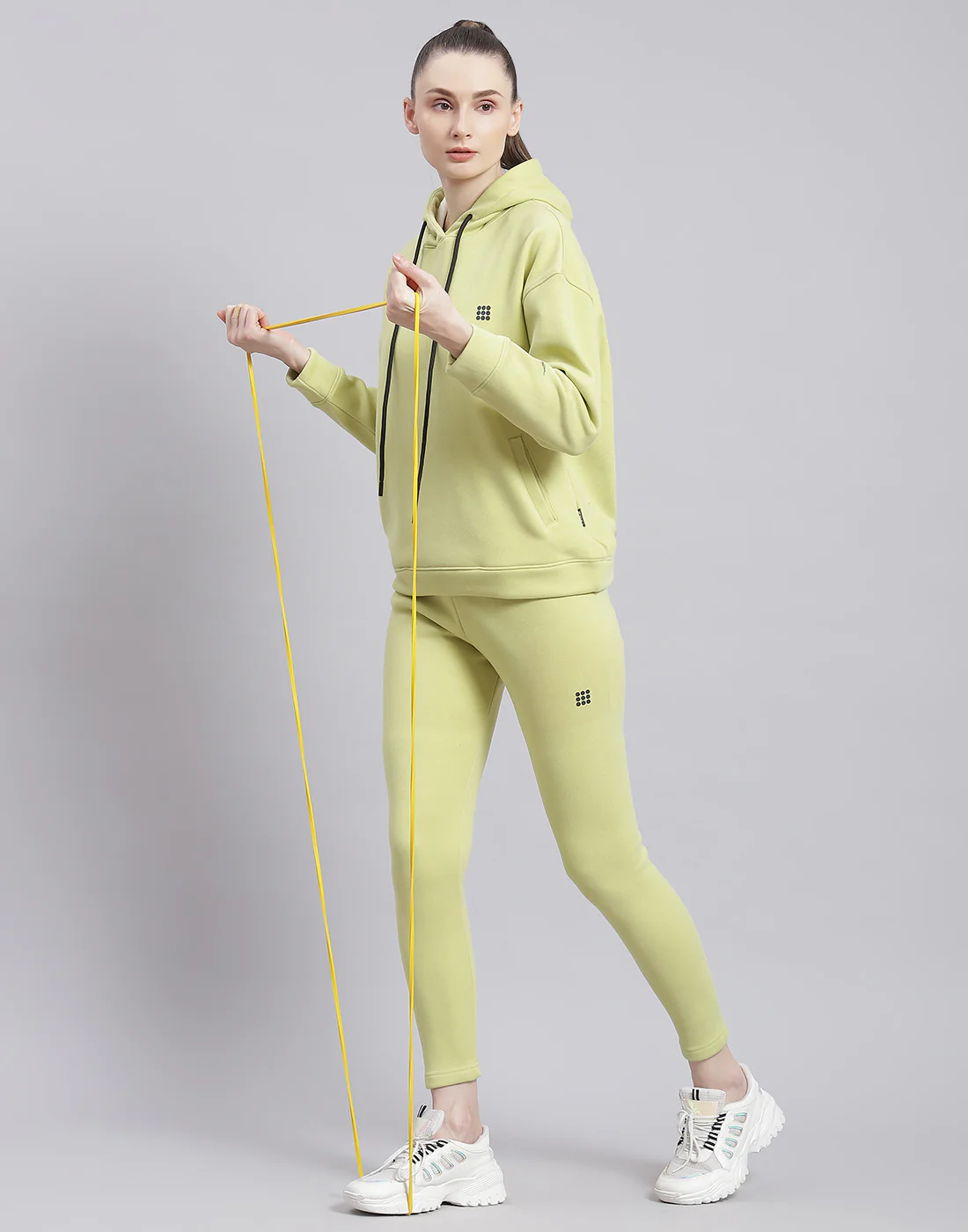Rock.it Women Green Solid Hooded Full Sleeve Sweatshirt - Image 2