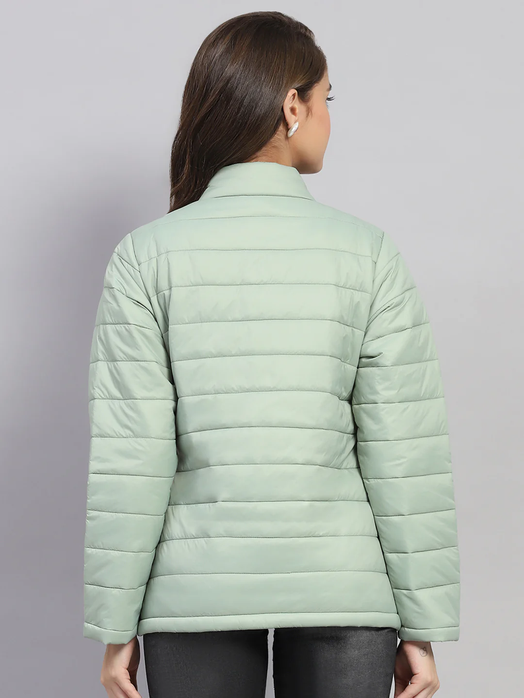 Rock.it Women Green Solid Mock Neck Full Sleeve Jacket - Image 5