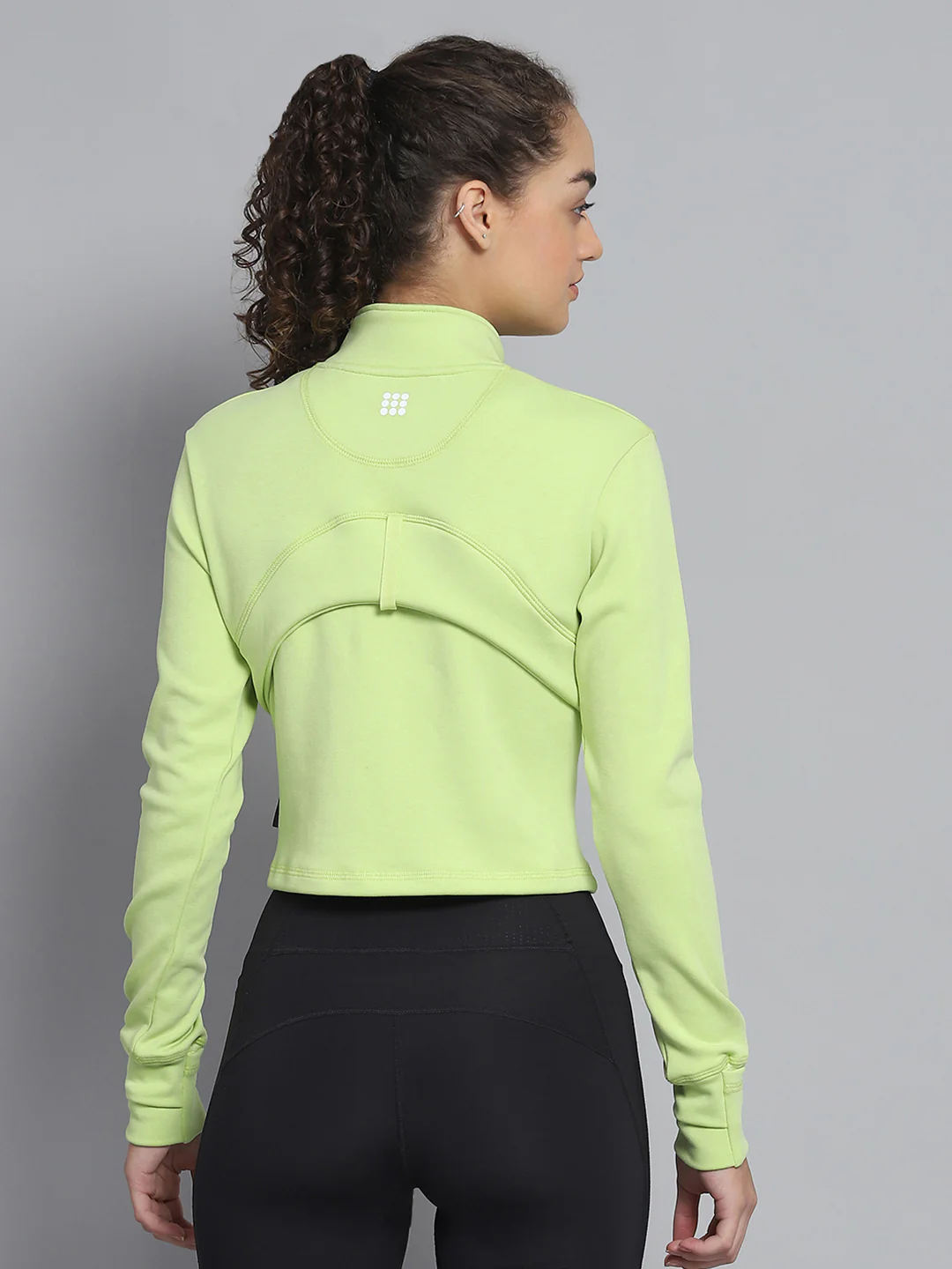 Rock.it Women Green Solid Mock Neck Full Sleeve Sweatshirt - Image 5