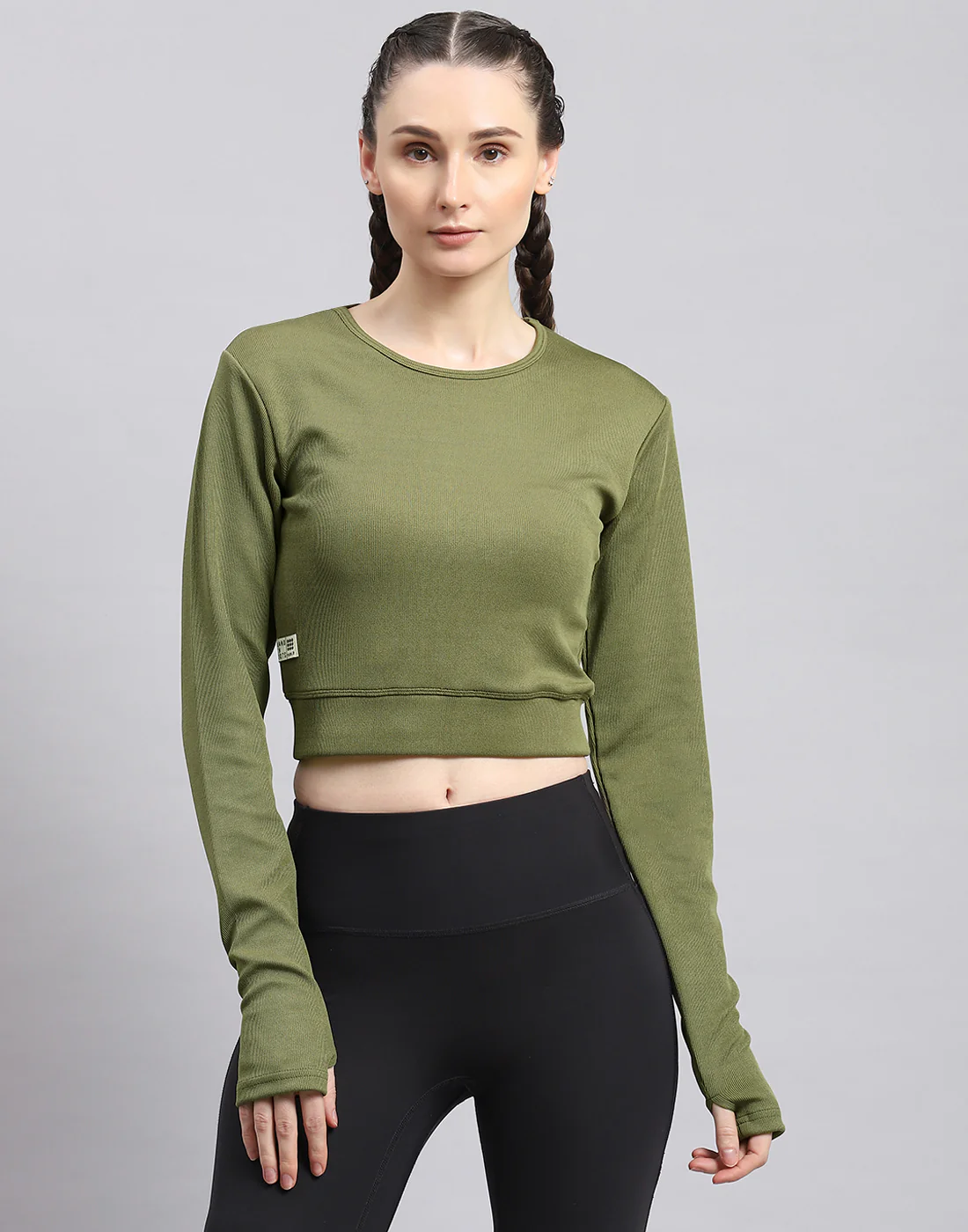 Rock.it Women Green Solid Round Neck Full Sleeve Sweatshirt - Image 2