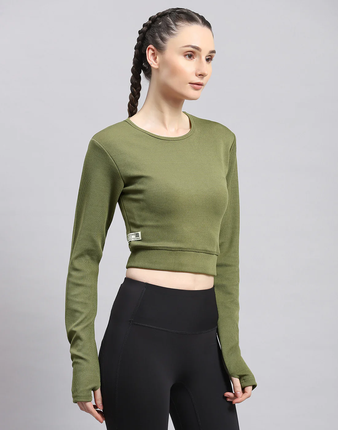 Rock.it Women Green Solid Round Neck Full Sleeve Sweatshirt - Image 4