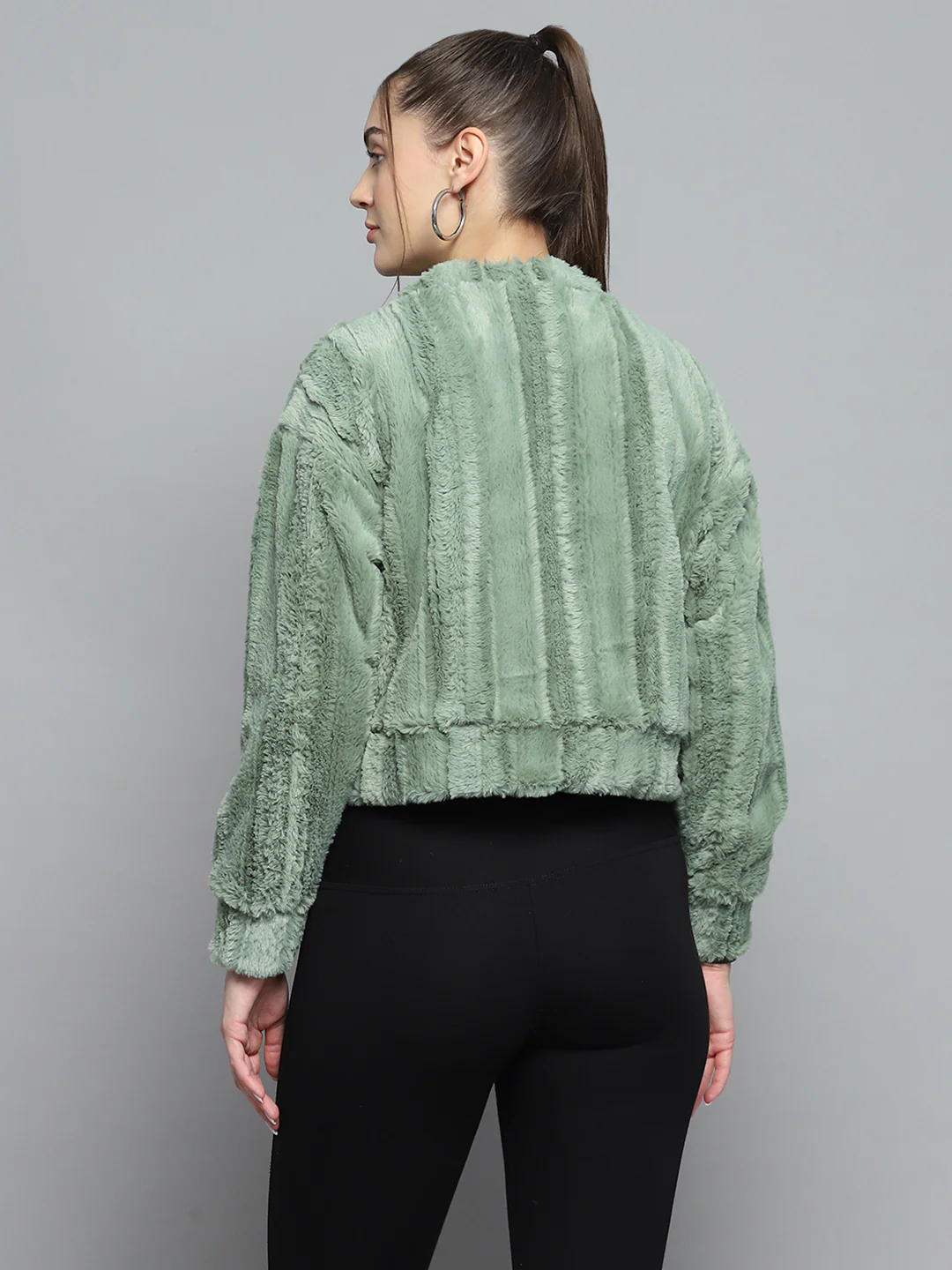 Rock.it Women Green Solid Round Neck Full Sleeve Sweatshirt - Image 5