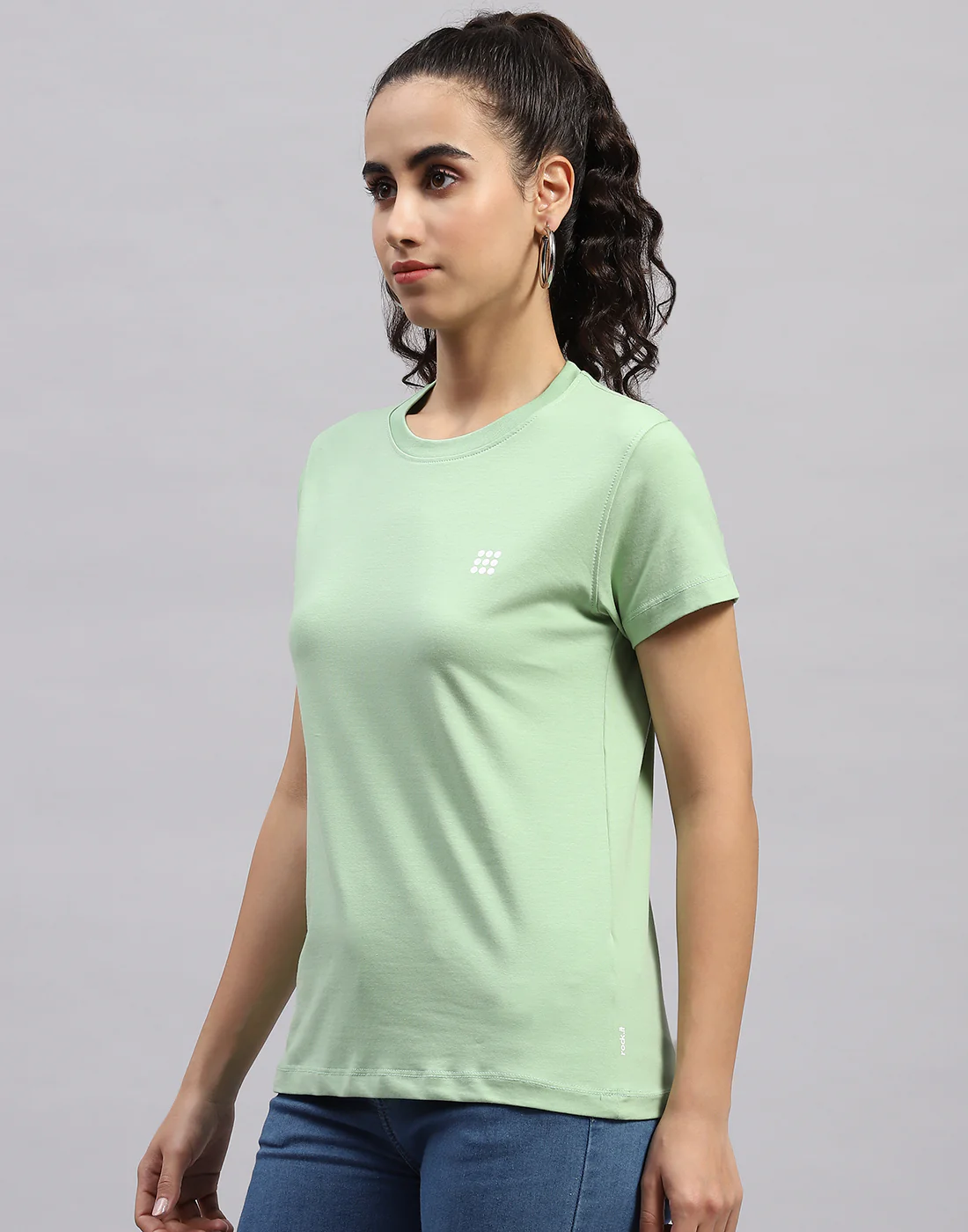 Rock.it Women Green Solid Round Neck Half Sleeve Top - Image 3