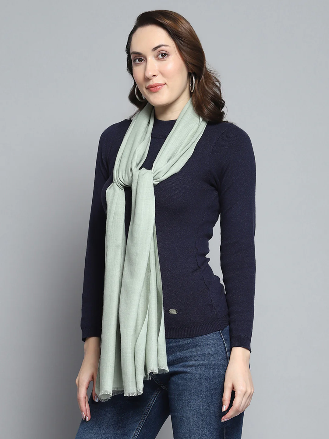 Women Green Solid Stole - Image 3