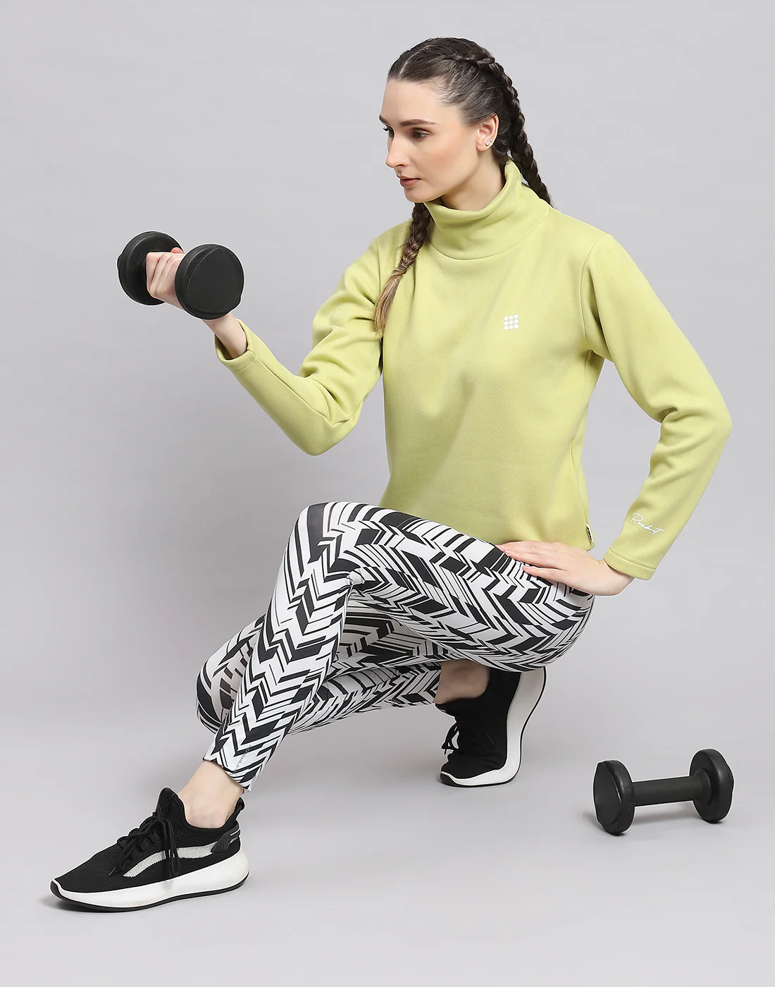 Rock.it Women Green Solid T Neck Full Sleeve Sweatshirt - Image 2