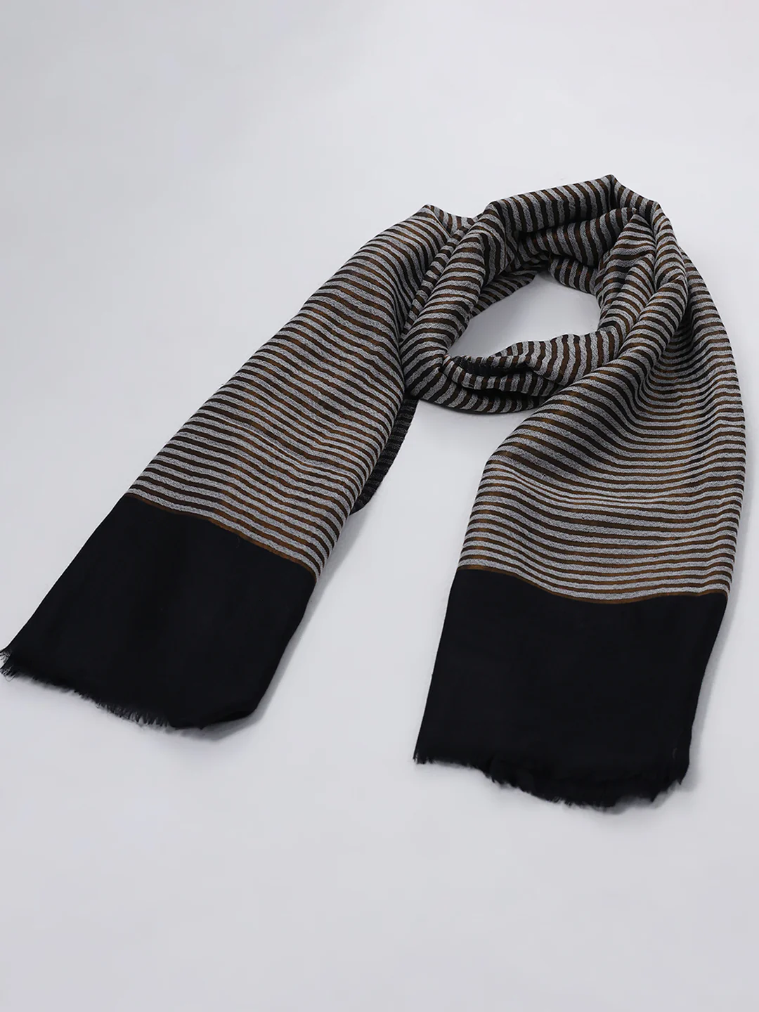 Women Grey & Black Solid Wool Blend Stole - Image 6