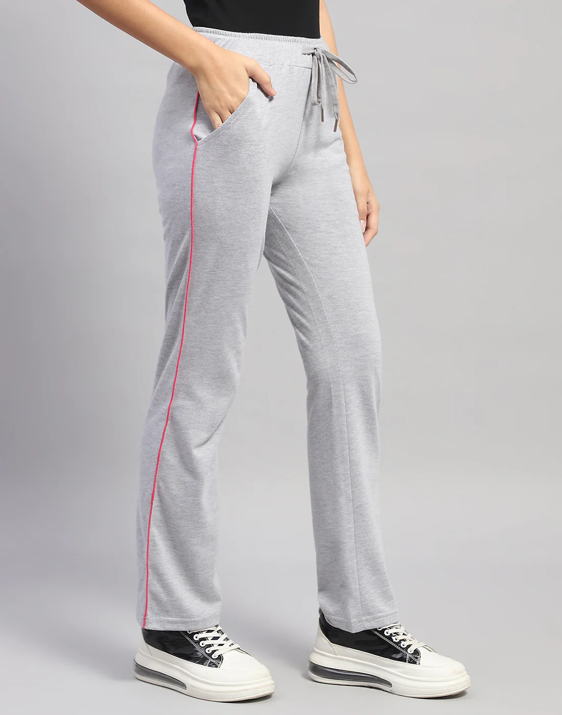 Women Grey Melange Solid Regular Fit Lower - Image 4