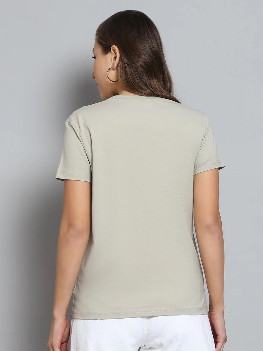Women Grey Printed Round Neck Half Sleeve Top - Image 5