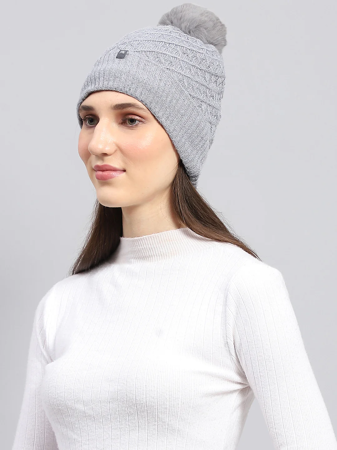 Women Grey Self Design Cap - Image 3