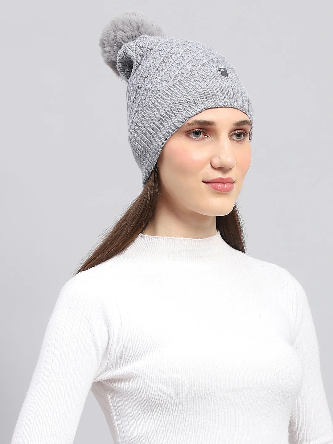 Women Grey Self Design Cap - Image 4