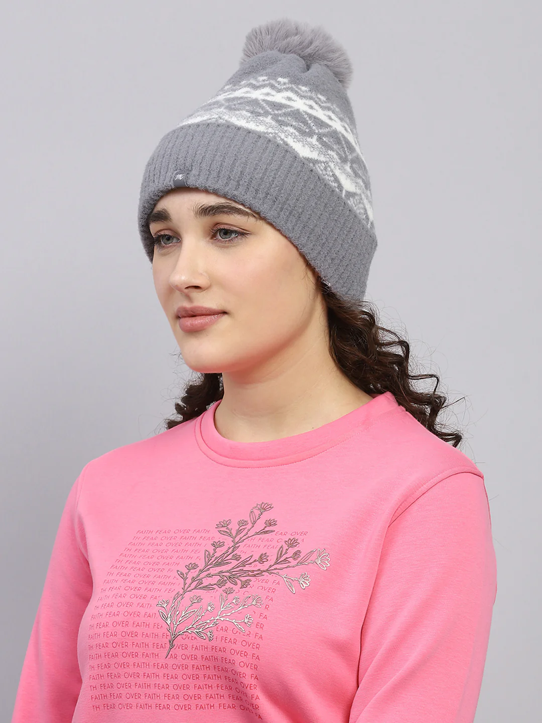 Women Grey Self Design Cap - Image 3