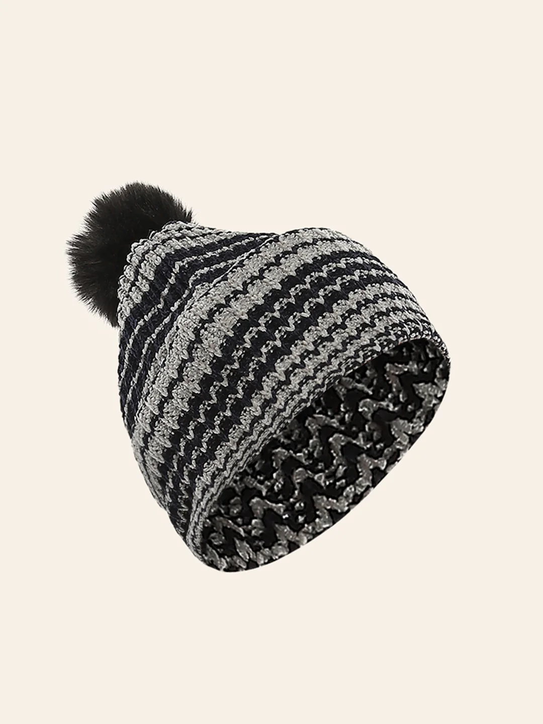 Women Grey Self Design Cap - Image 2