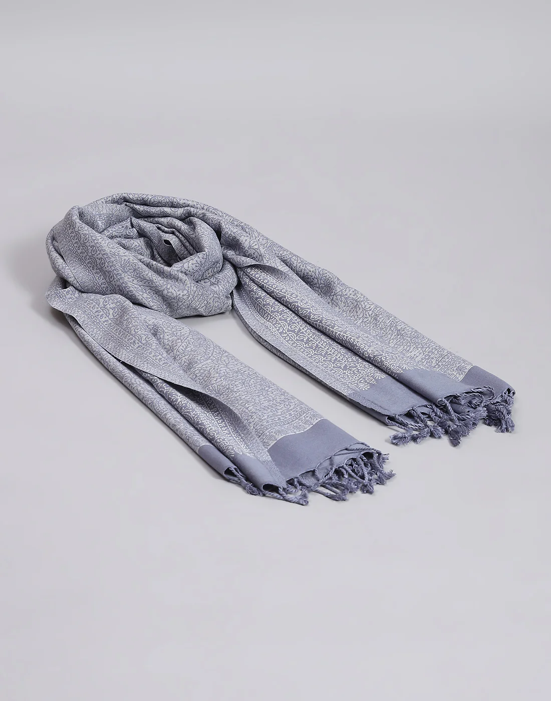 Women Grey Self Design Shawl - Image 5