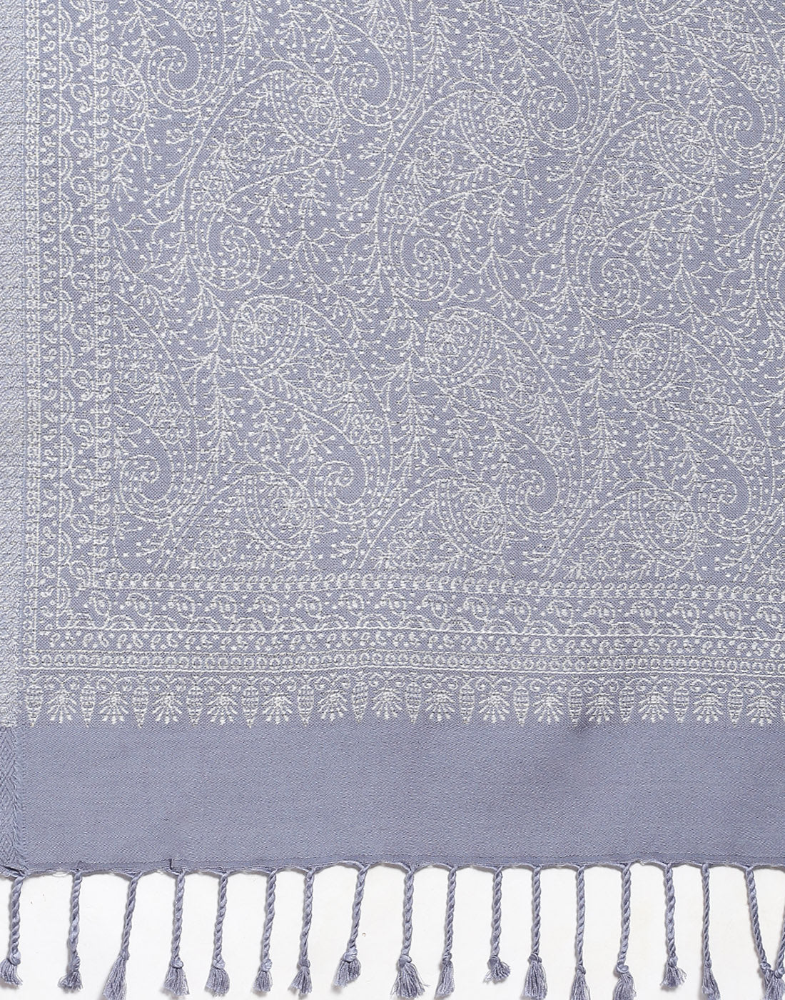 Women Grey Self Design Shawl - Image 6