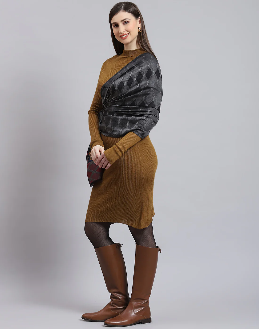 Women Grey Self Design Stole - Image 4