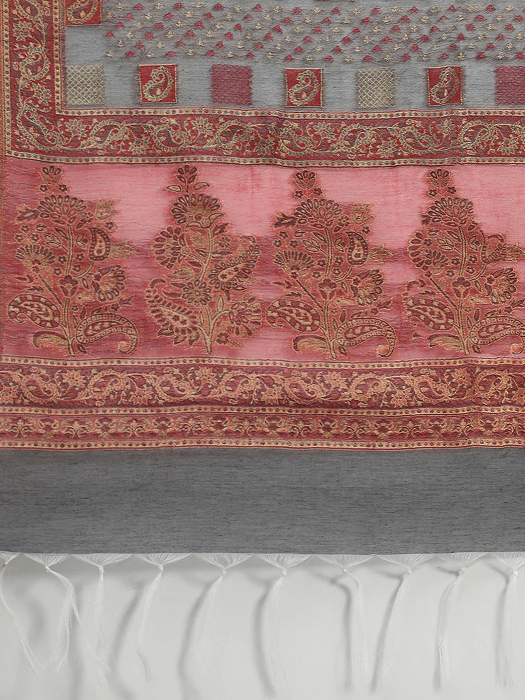 Women Grey Self Design Stole - Image 6