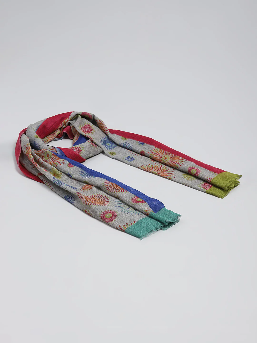 Women Grey Self Design Stole - Image 6