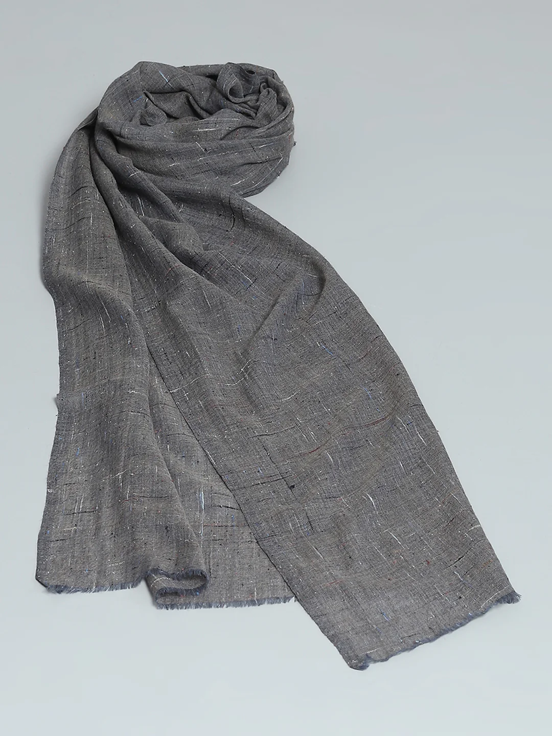 Women Grey Self Design Stole - Image 7