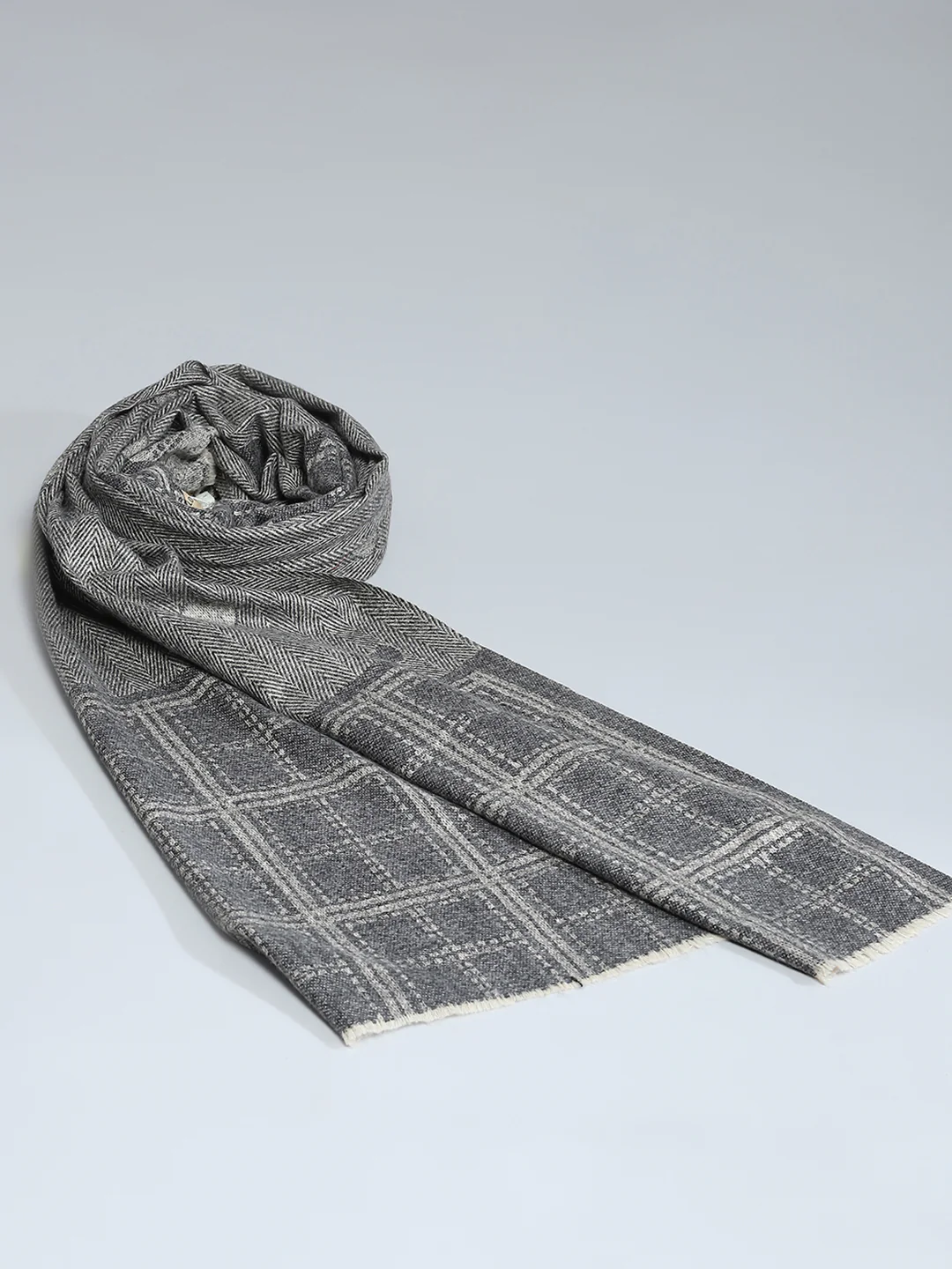 Women Grey Self Design Stole - Image 6