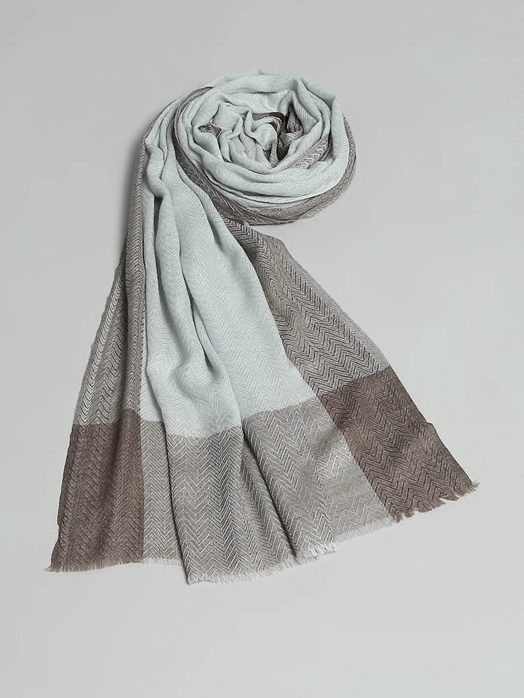 Women Grey Self Design Stole - Image 6