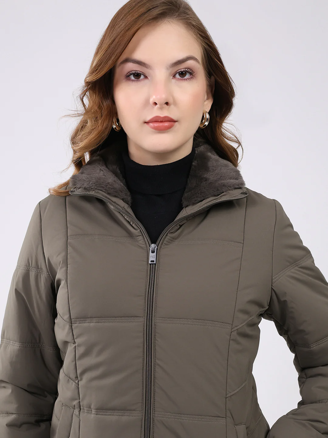 Women Grey Solid Collar Full Sleeve Jacket - Image 6