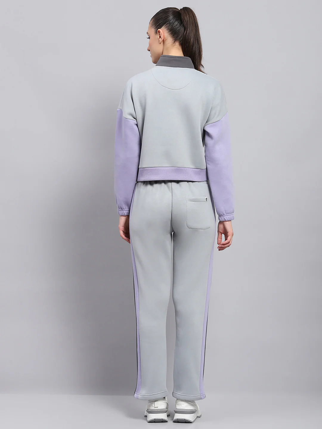 Rock.it Women Grey Solid Mock Neck Full Sleeve Tracksuit - Image 5