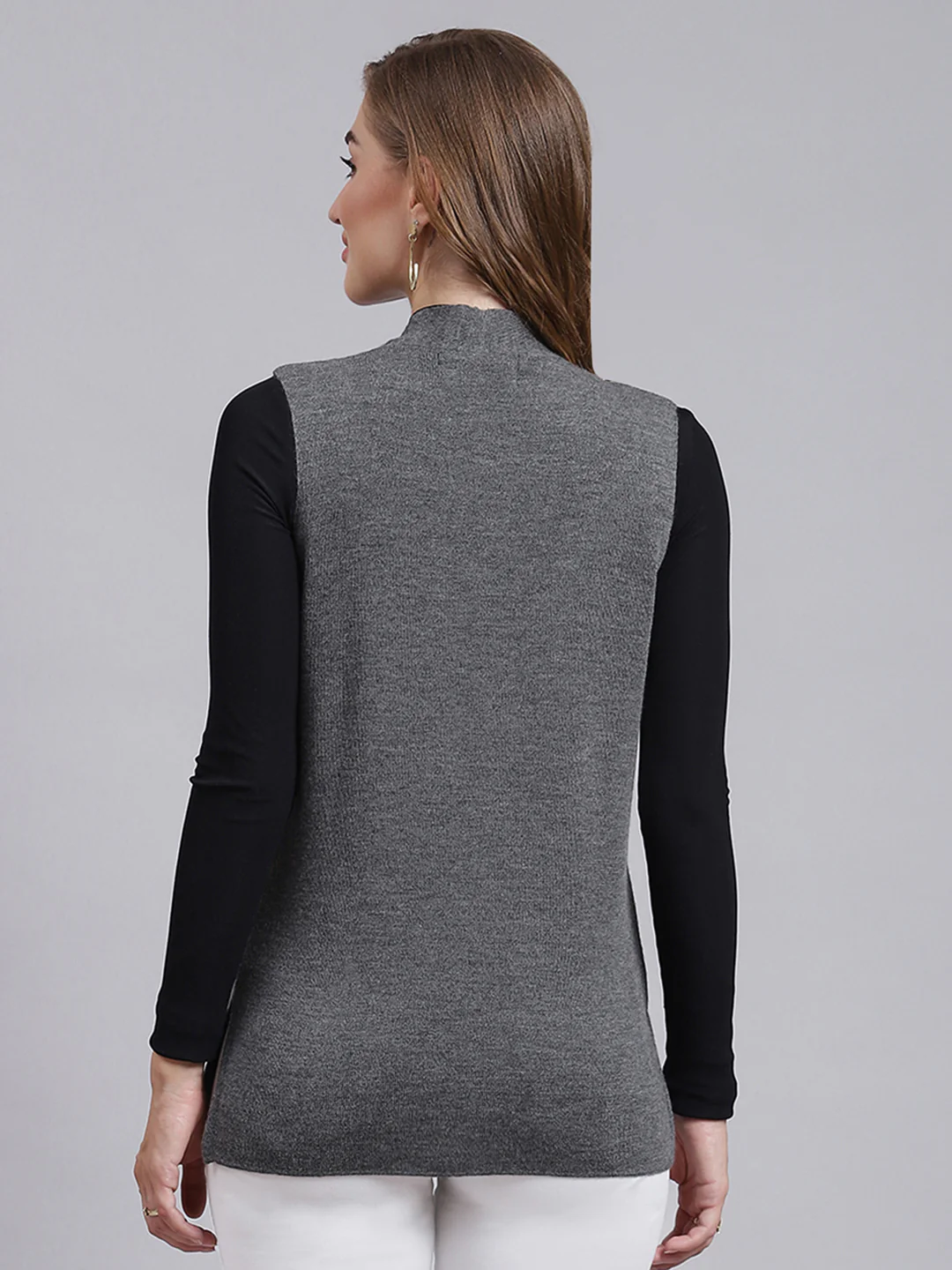 Women Grey Solid Pure wool Cardigan - Image 5