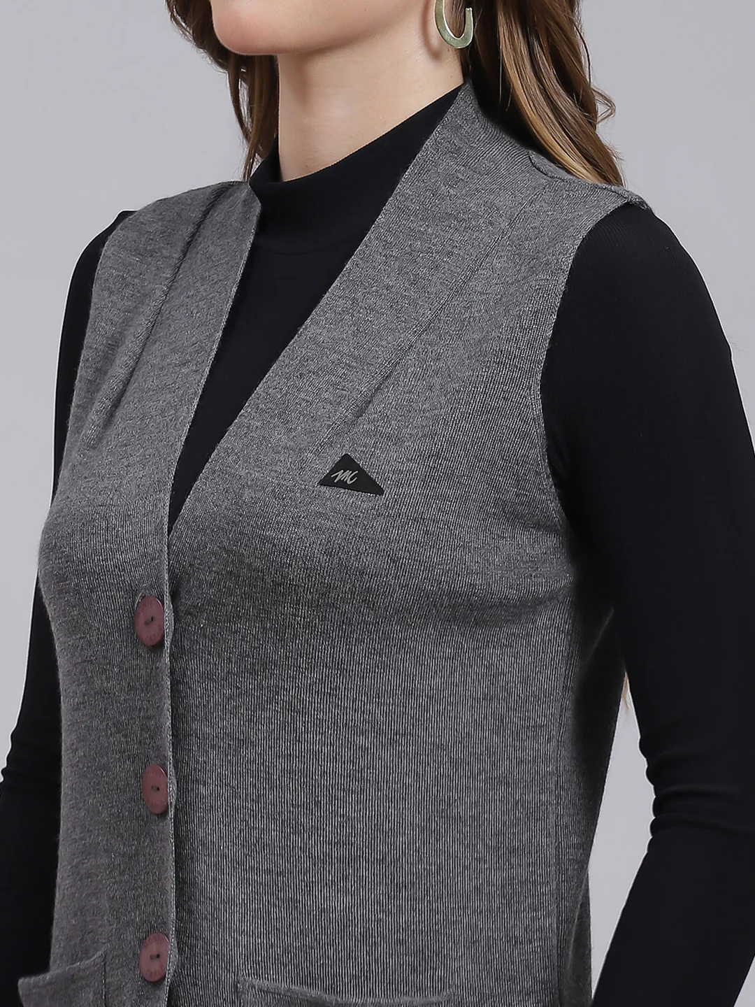 Women Grey Solid Pure wool Cardigan - Image 6