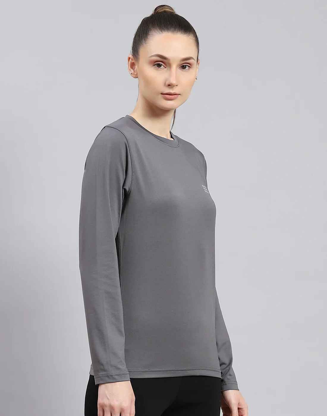 Rock.it Women Grey Solid Round Neck Full Sleeve Top - Image 5