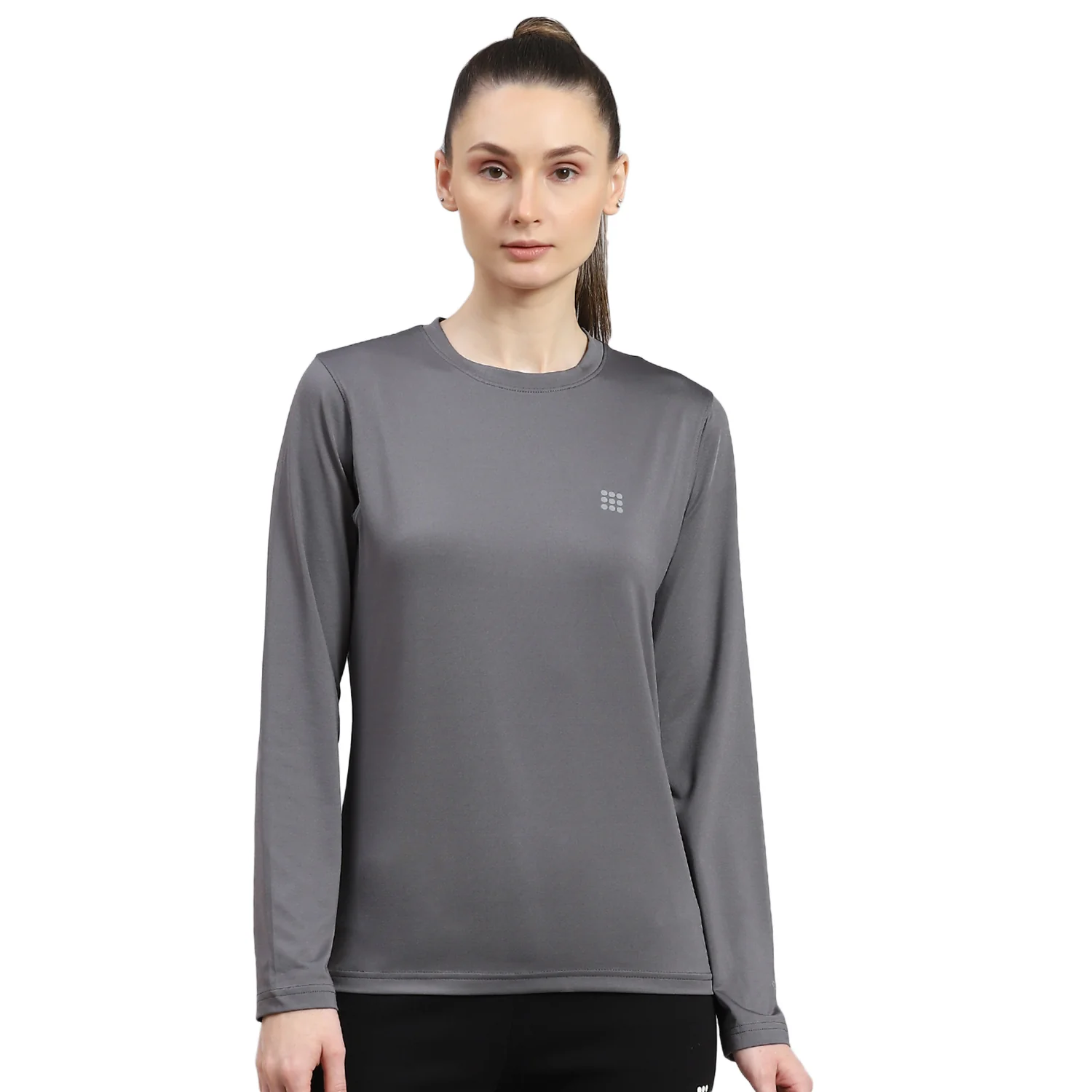 Rock.it Women Grey Solid Round Neck Full Sleeve Top - Image 6