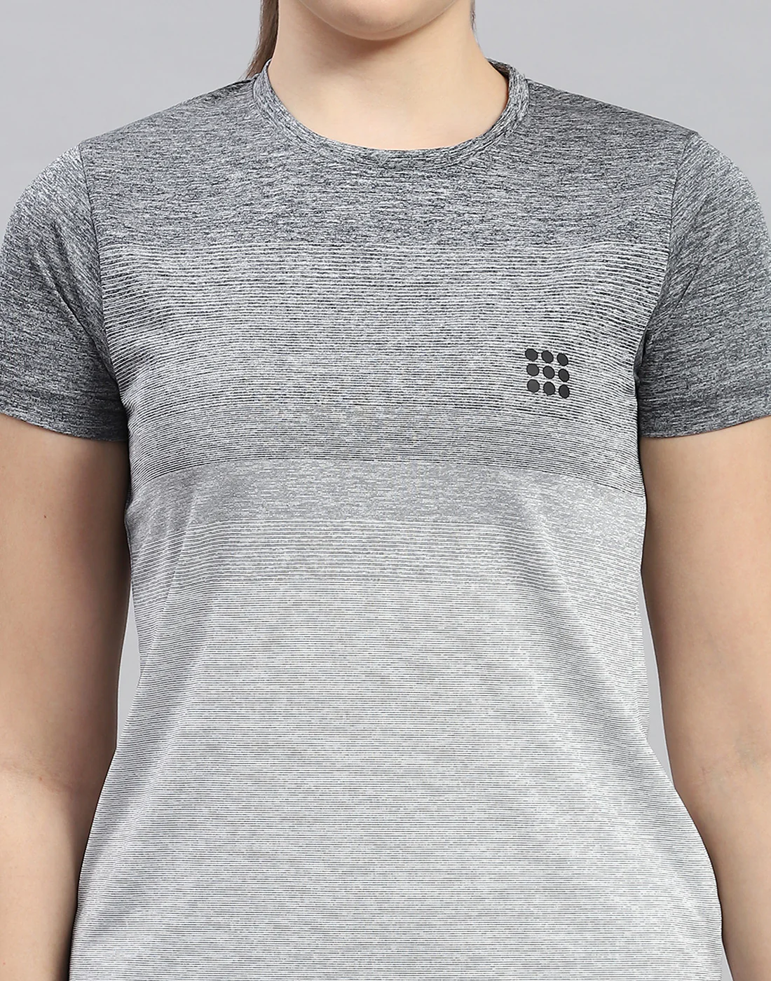 Rock.it Women Grey Stripe Round Neck Half Sleeve Top - Image 8