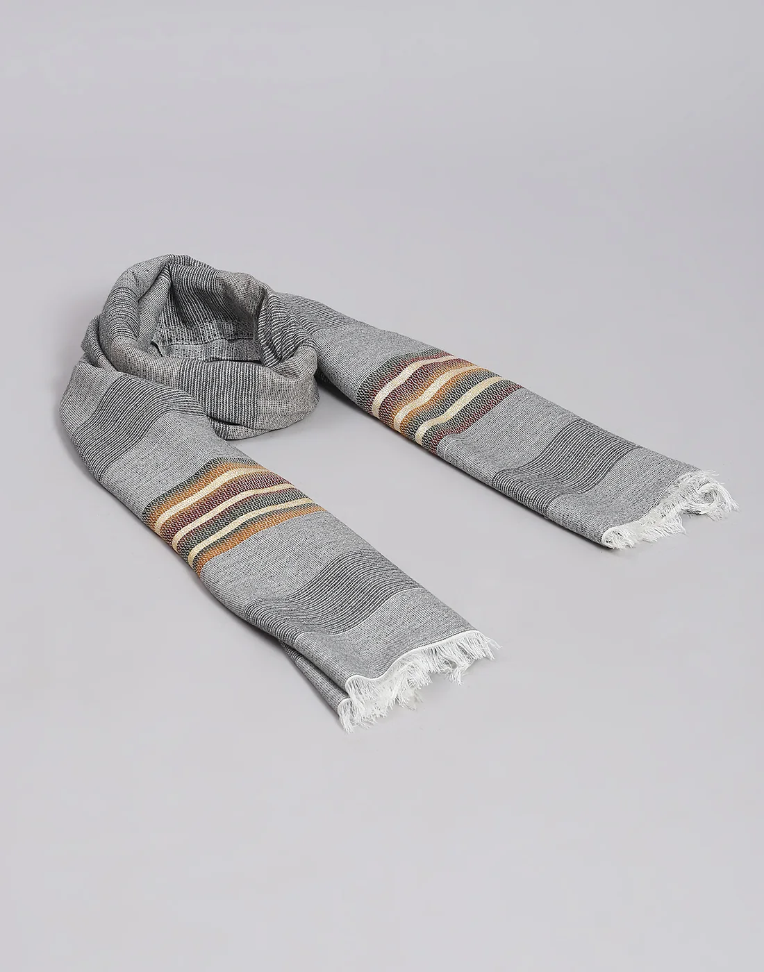Women Grey Stripe Stole - Image 5