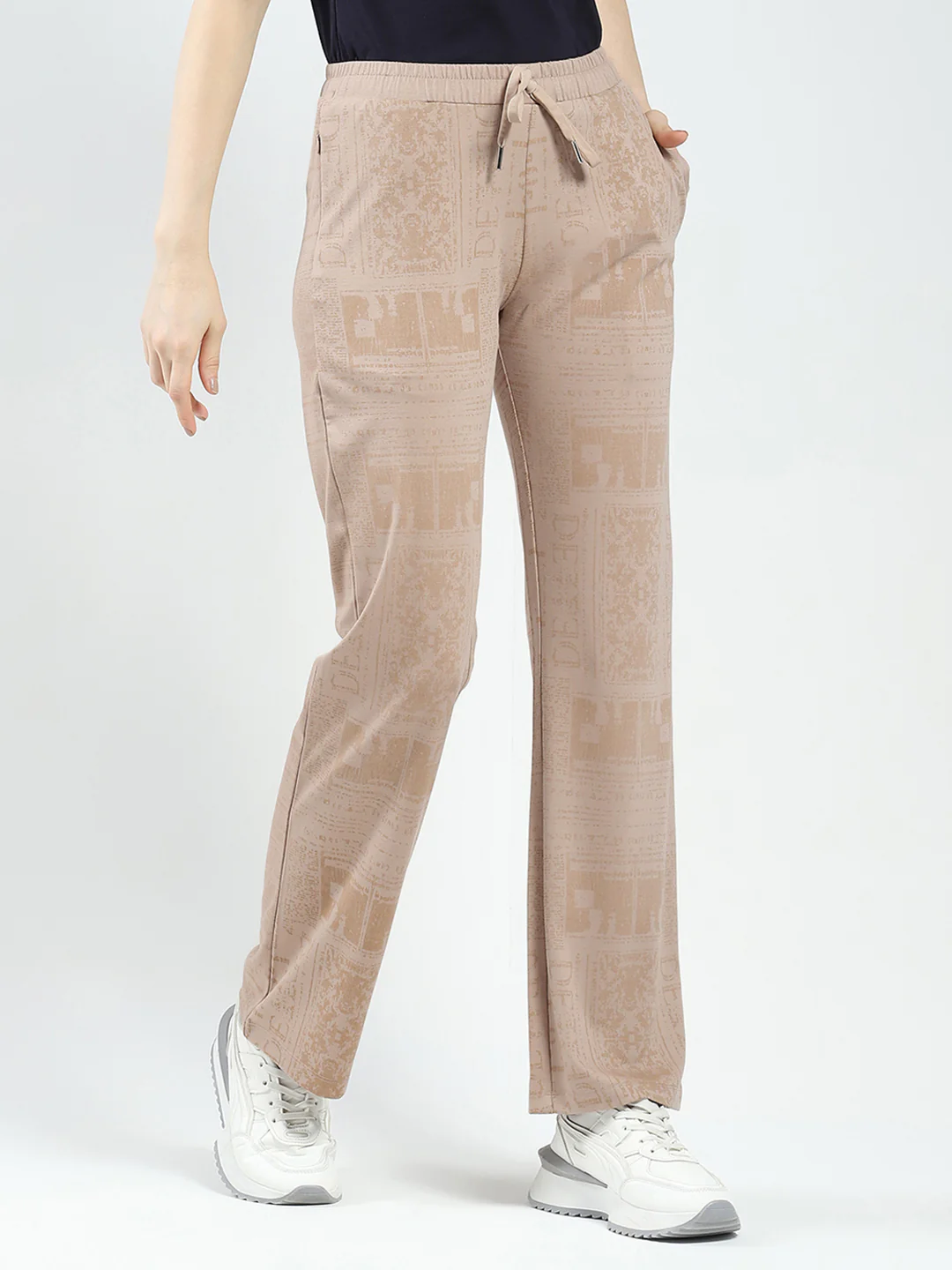 Women Khaki Printed Regular Fit Lower - Image 4