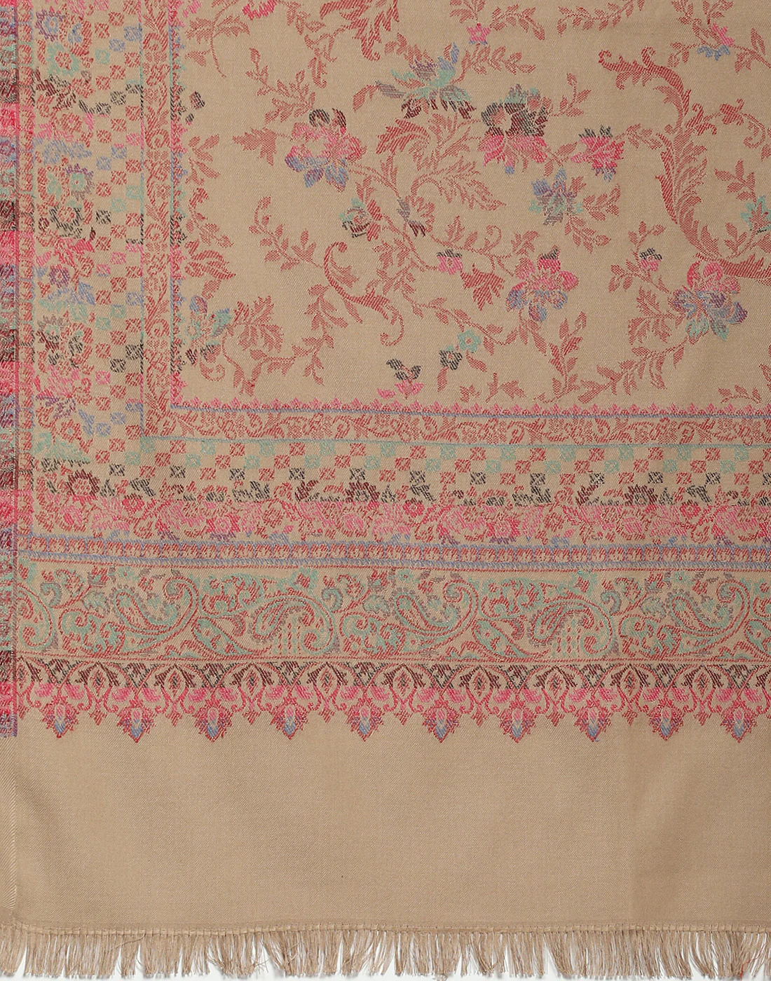 Women Khaki Self Design Shawl - Image 6