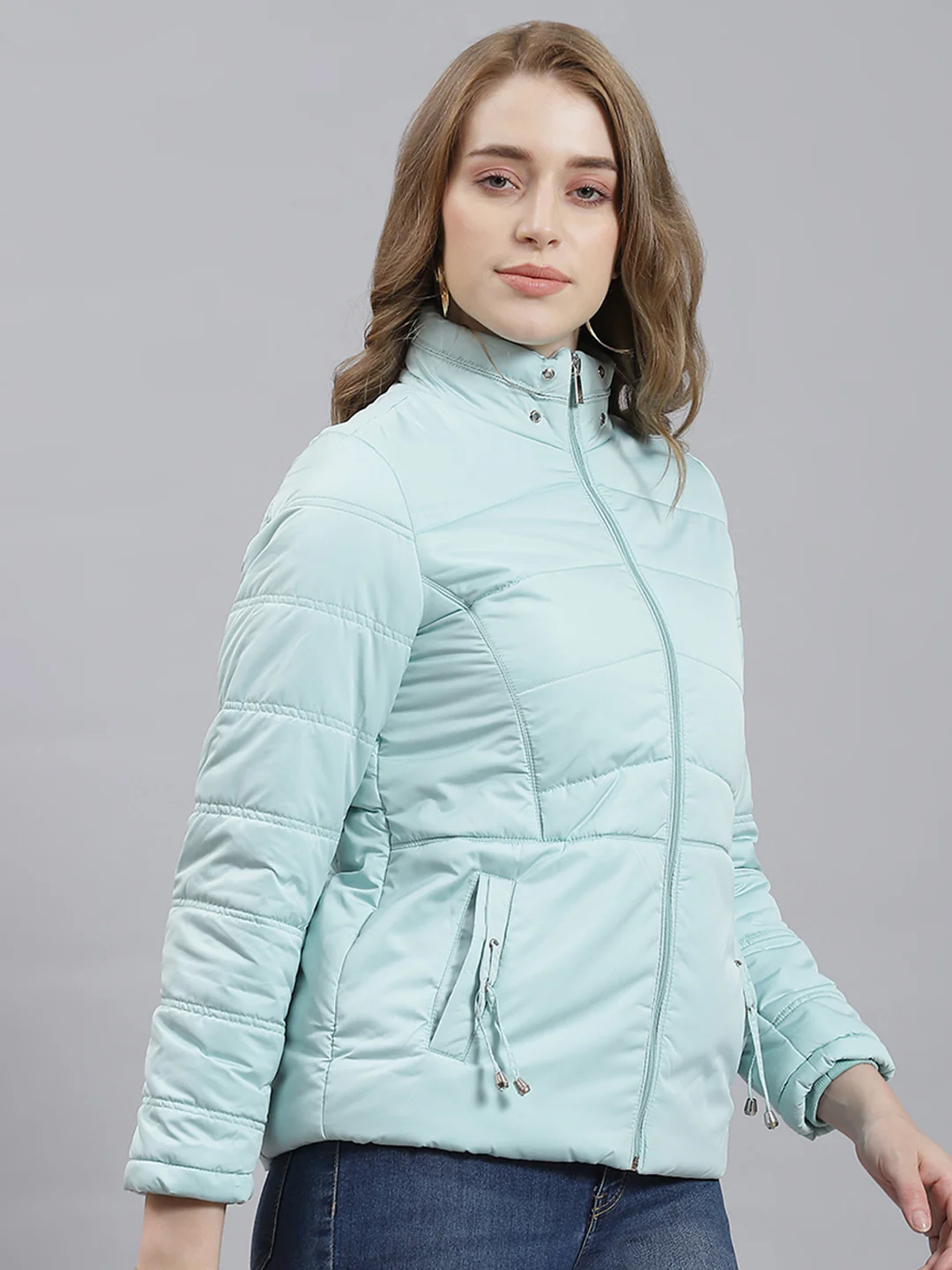 Women Light Green Printed Jacket - Image 3