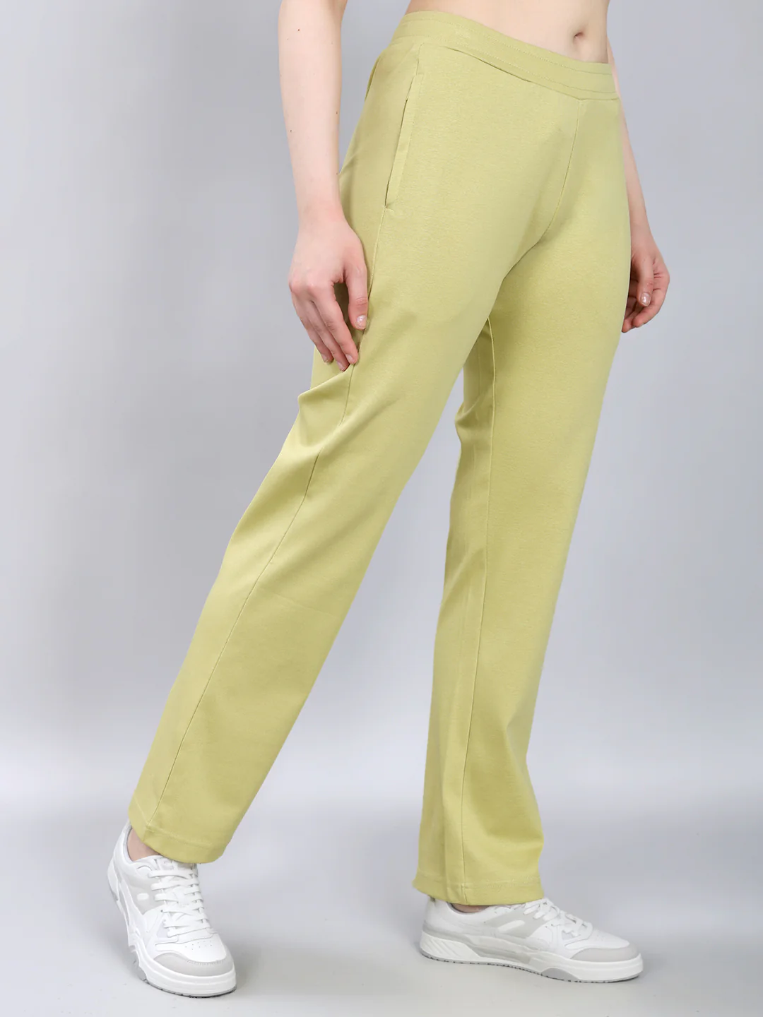 Women Light Green Solid Regular Fit Lower - Image 3